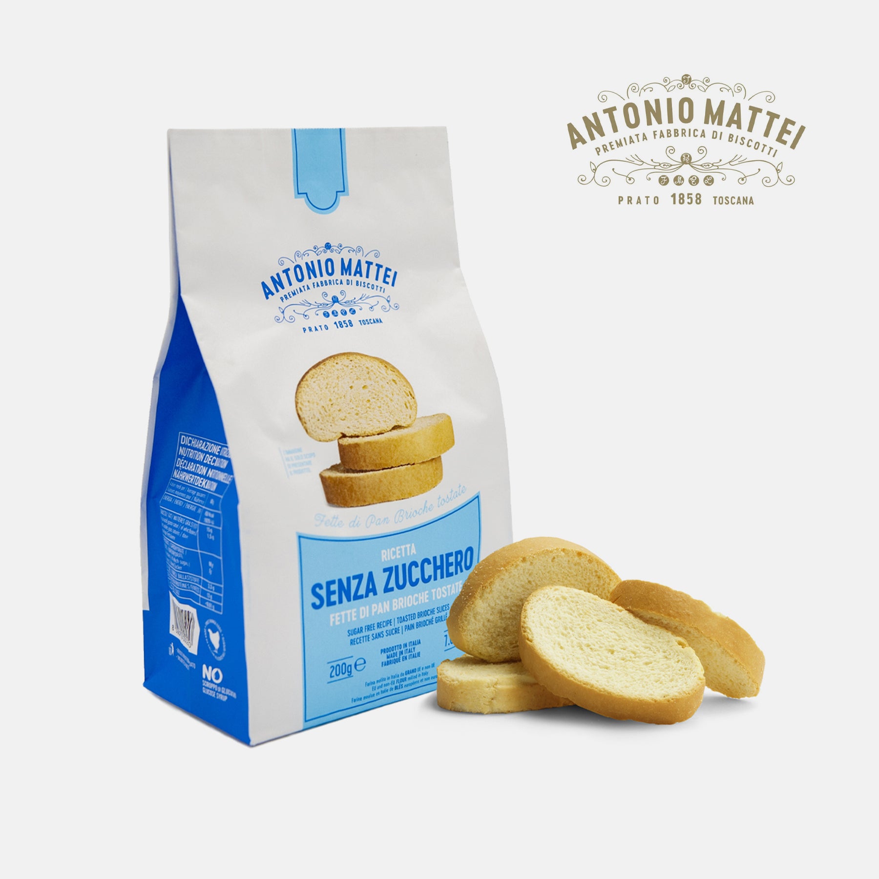 Fette di Pan Brioches Ricetta Senza Zucchero 200g - Antonio Mattei 1858 Prato